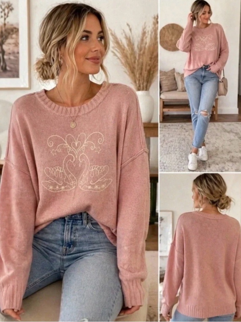 Haute hippie pink swan sweater soft xl EUC